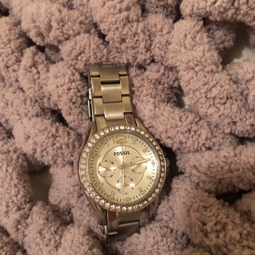 Fossil watch silver diamond